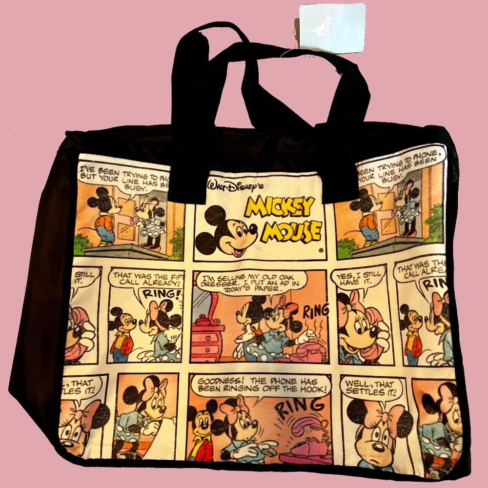 Disney Zipper Tote Travel Bag Mickey and Minnie Print